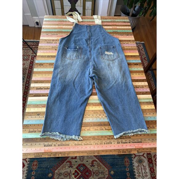Yesno 1X XL Denim Jean Plus Overalls Bohemian Distress Crop Festival Farm Boho - Picture 3 of 9